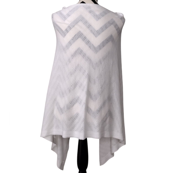 NWT Talbots Coastal Beachy Boho Cotton Blend White Poncho Tunic Top Sz M/L - Picture 2 of 14
